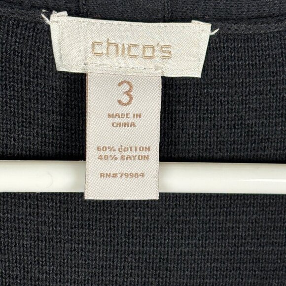 Chico's Long Duster Sweater Vest Sz 3 (XL) Office Lagenlook Cotton Minimalist - Picture 4 of 8
